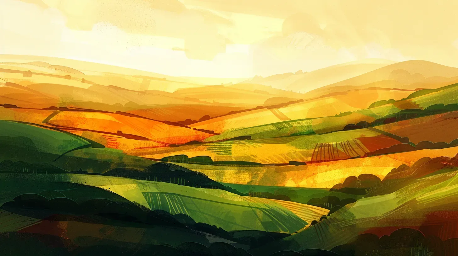 Rolling golden hills at sunrise