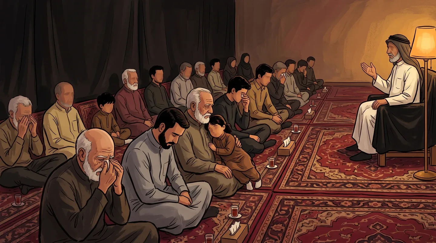 A gathering seated for a majlis