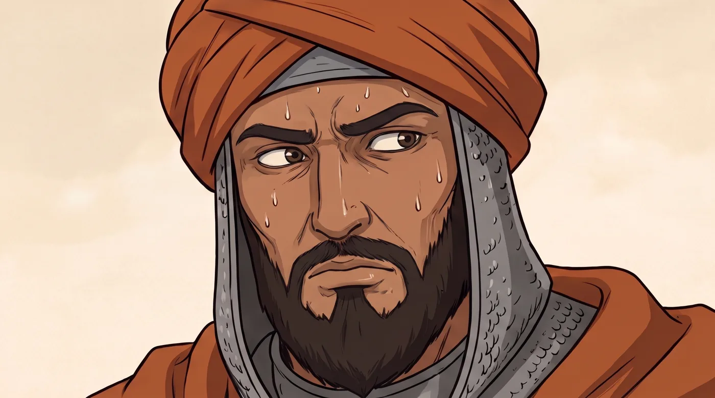 Al-Hurr's eyes flick toward the sound