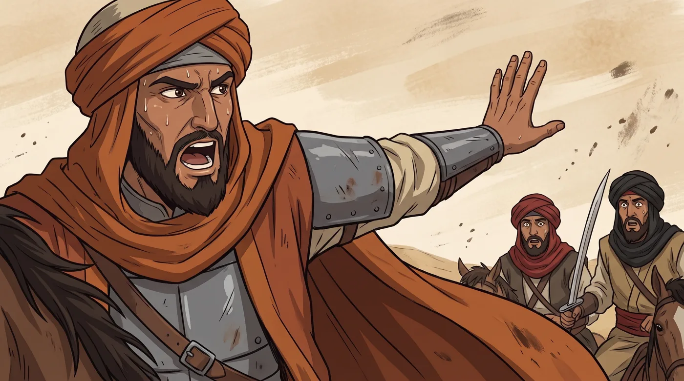 Al-Hurr throws up an open hand to stop his men