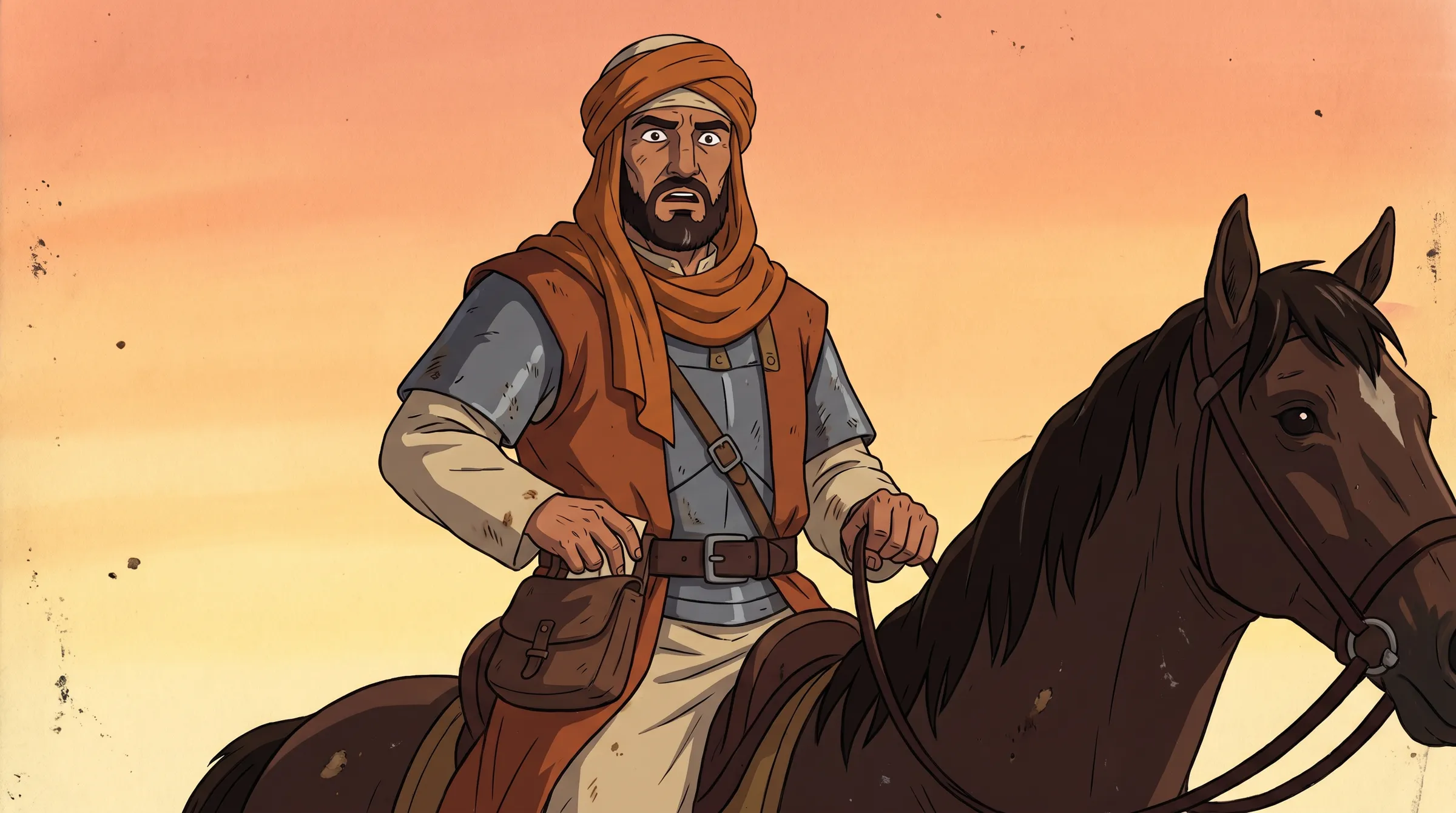 Al-Hurr on horseback at dawn, from The Free Man